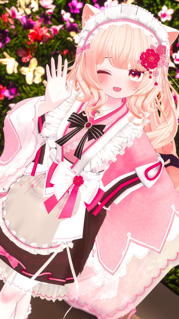 《44アバター対応衣装》咲楽クラリアー和メイドドレスー 《~5/7 SALE中!》