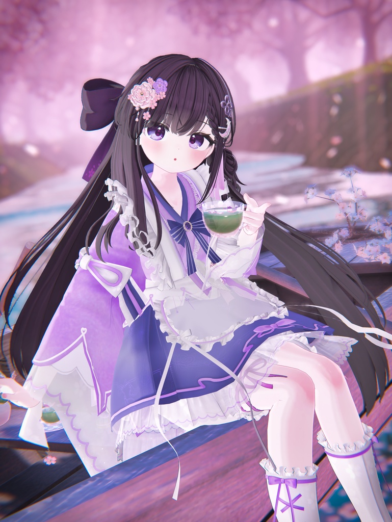 《44アバター対応衣装》咲楽クラリアー和メイドドレスー 《~5/7 SALE中!》