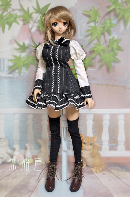 DD(М~L胸)ミニワンピーススカート (黒のストライプ)