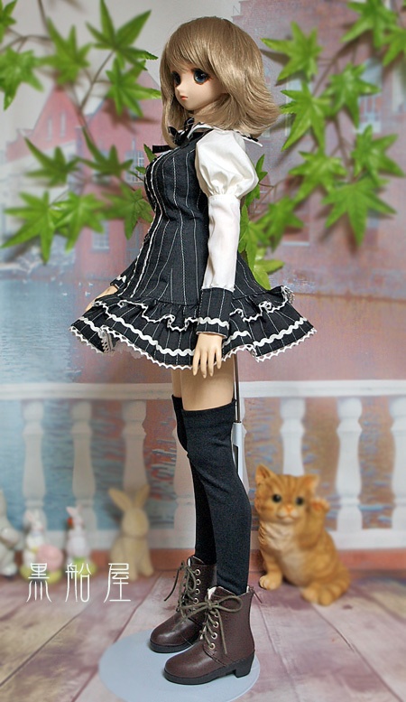 DD(М~L胸)ミニワンピーススカート (黒のストライプ)