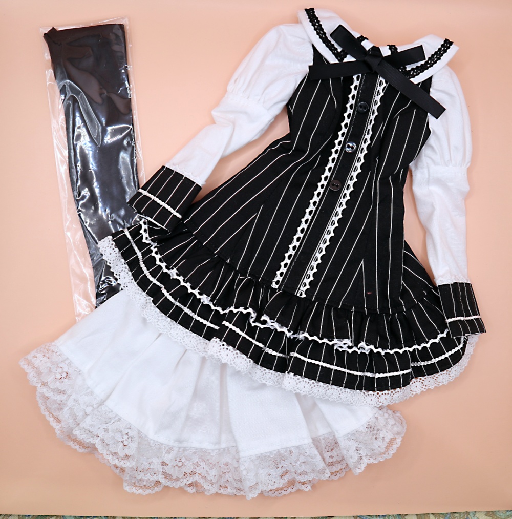 DD(М~L胸)ミニワンピーススカート (黒のストライプ)