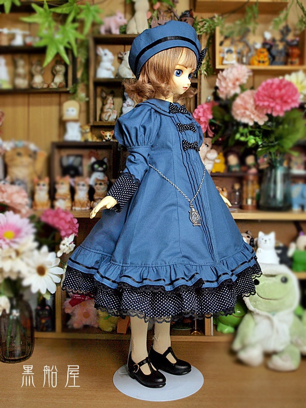 SD 水玉黒リボンのワンピースドレス