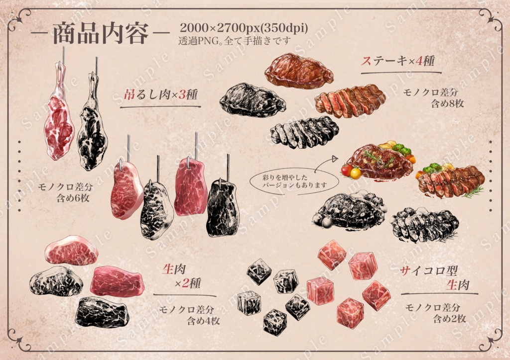 肉と食器と刃物の素材集