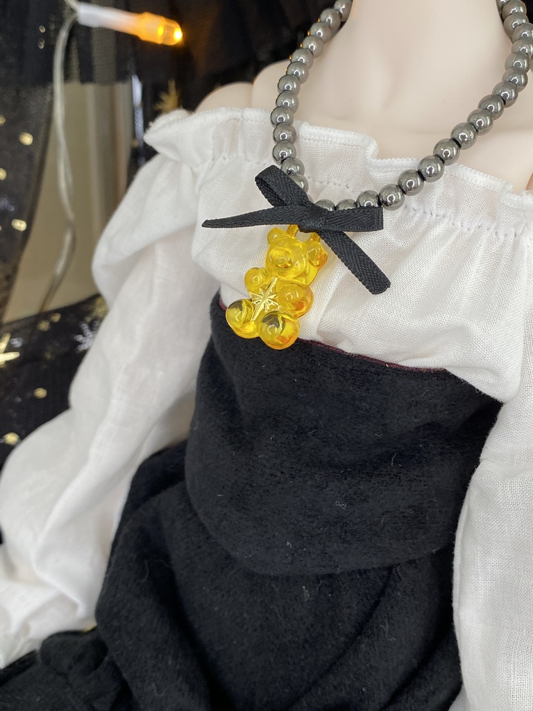 1/3ドール用くまちゃんネックレス(ハロウィンカラー)