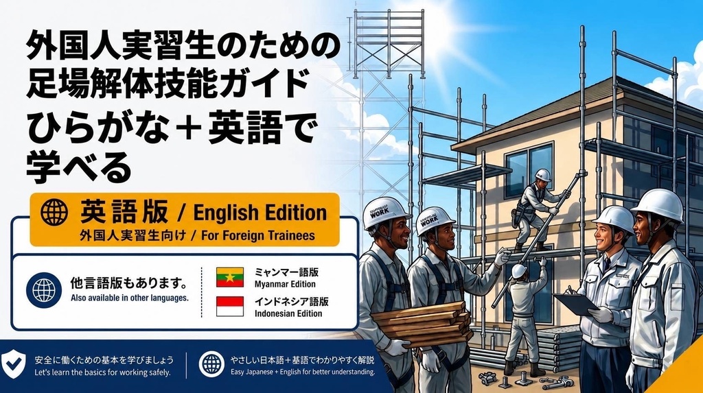 【外国人作業員向け】足場教育資料 全5点セット 日本語+英語版|足場図鑑・組立・解体・安全ガイド