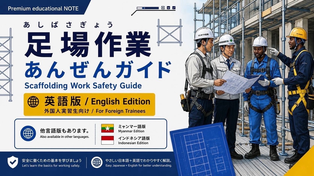 【外国人作業員向け】足場教育資料 全5点セット 日本語+英語版|足場図鑑・組立・解体・安全ガイド
