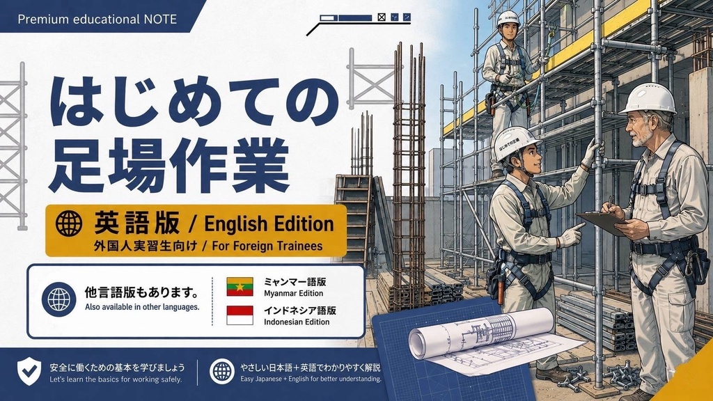 【外国人作業員向け】足場教育資料 全5点セット 日本語+英語版|足場図鑑・組立・解体・安全ガイド
