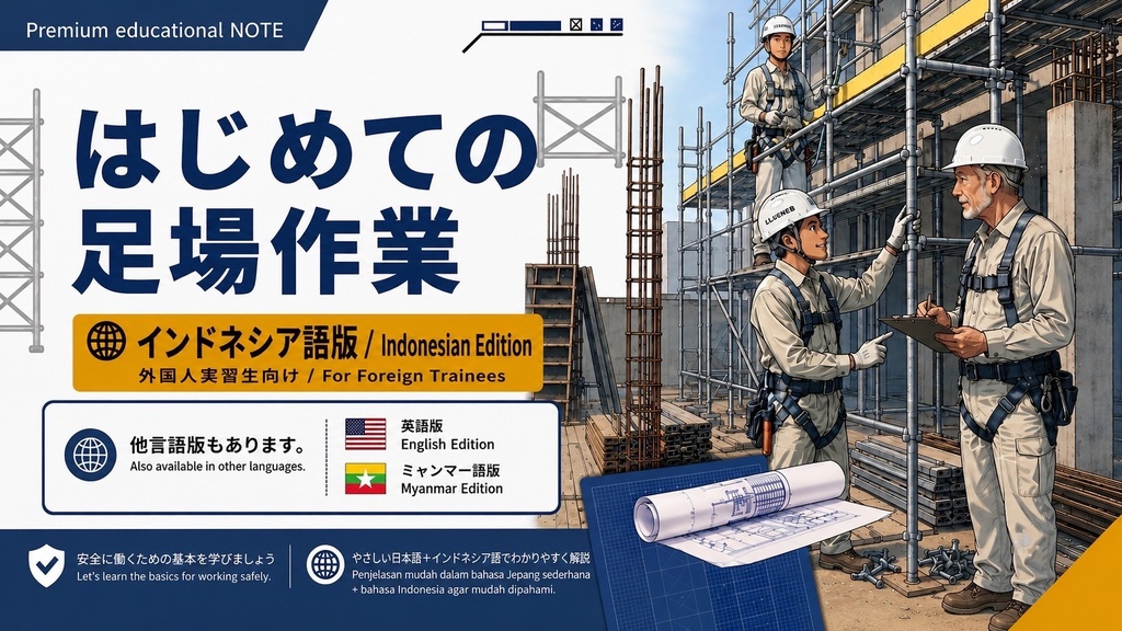 【外国人作業員向け】足場教育資料 全5点セット 日本語+インドネシア語版|足場図鑑・組立・解体・安全ガイド