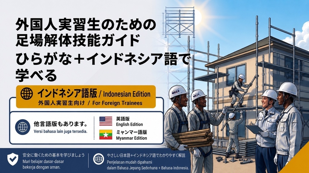 【外国人作業員向け】足場教育資料 全5点セット 日本語+インドネシア語版|足場図鑑・組立・解体・安全ガイド