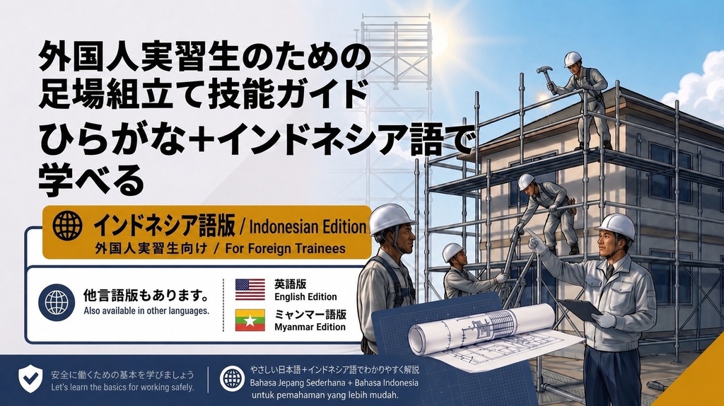 【外国人作業員向け】足場教育資料 全5点セット 日本語+インドネシア語版|足場図鑑・組立・解体・安全ガイド