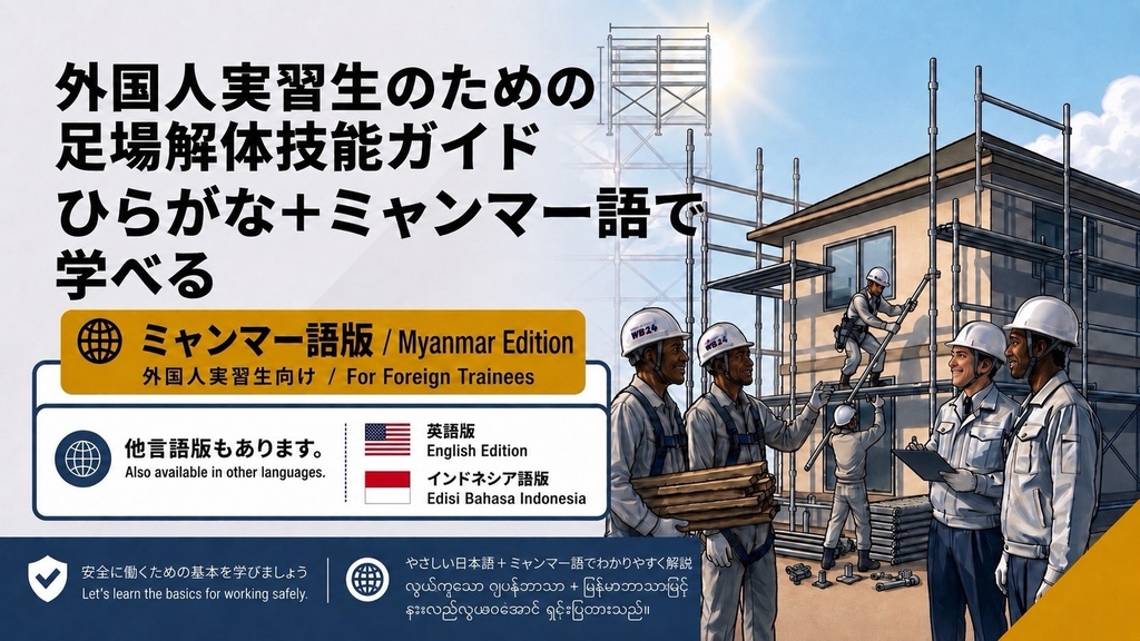【外国人作業員向け】足場教育資料 全5点セット 日本語+ミャンマー語版|足場図鑑・組立・解体・安全ガイド