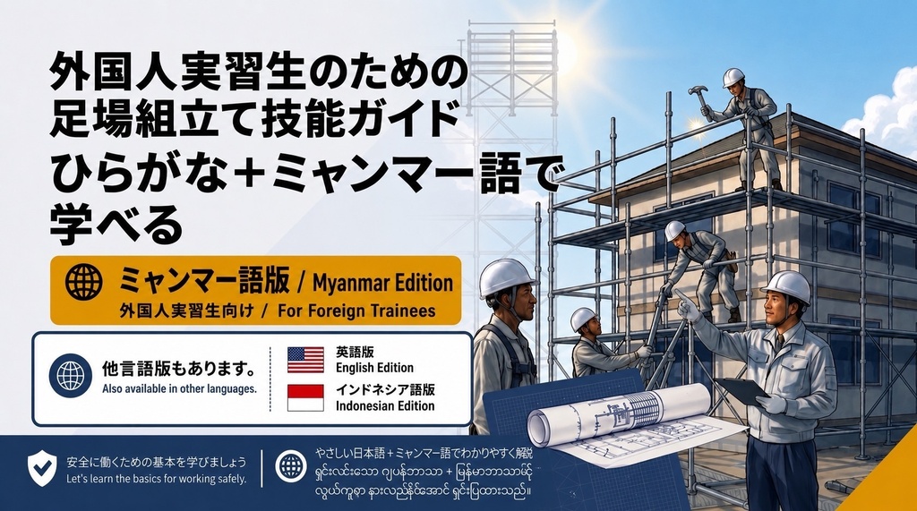 【外国人作業員向け】足場教育資料 全5点セット 日本語+ミャンマー語版|足場図鑑・組立・解体・安全ガイド