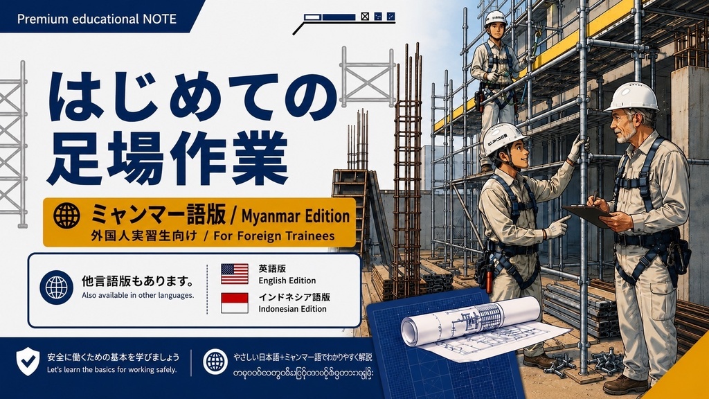 【外国人作業員向け】足場教育資料 全5点セット 日本語+ミャンマー語版|足場図鑑・組立・解体・安全ガイド