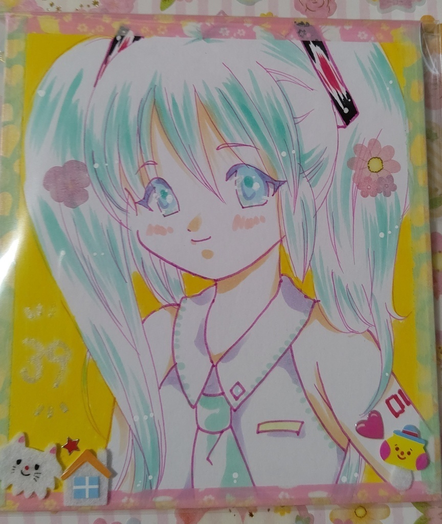 初音ミク　直筆カラーミニ色紙