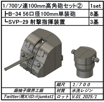 1/700ソ連100mm高角砲セット②