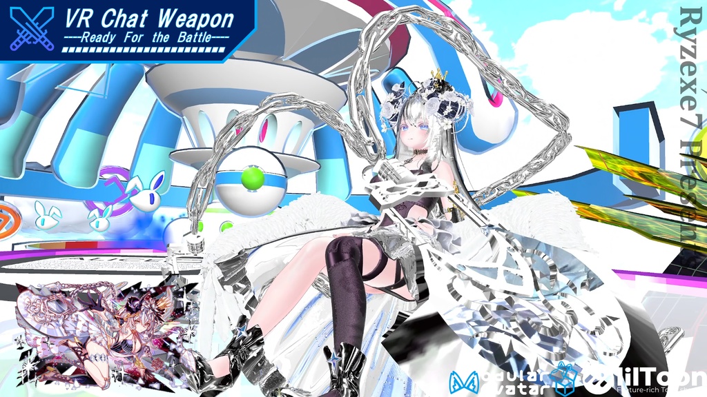 【3Dモデル】 銀鎖斧 "シルバーオール" 【 Chain Axe "Silver Ore" 】【クラッシュフィーバー】