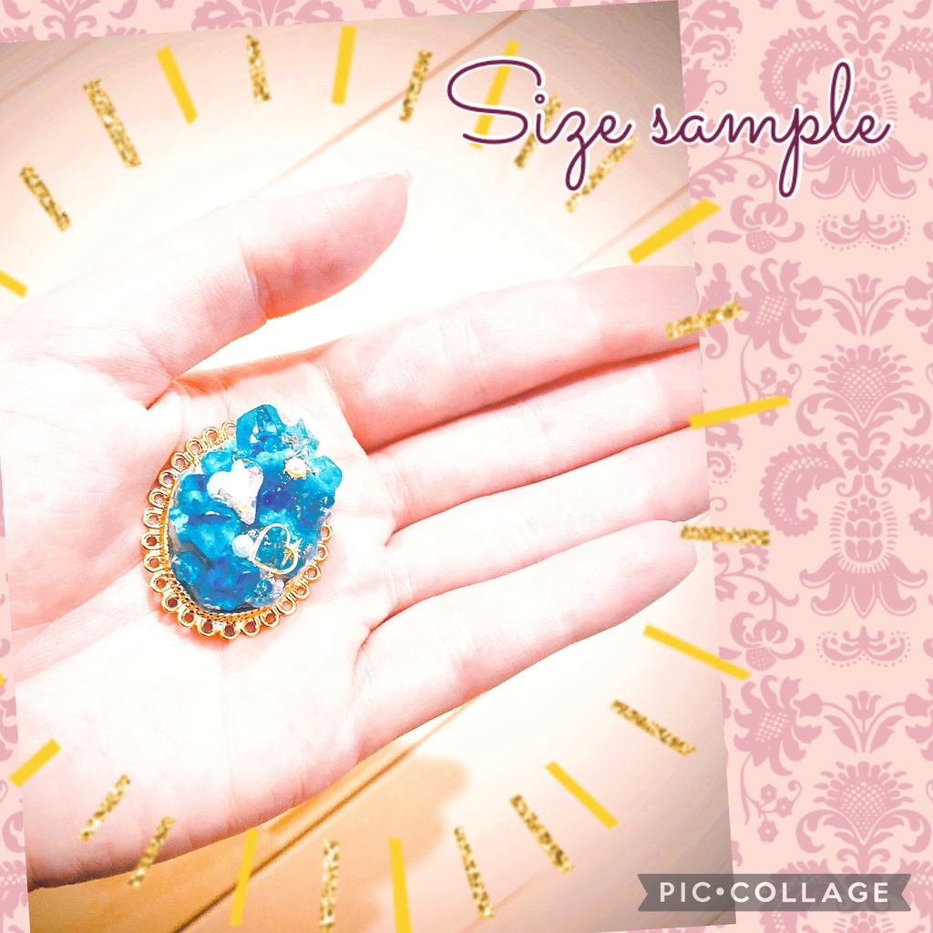 鉱石♢魔法石風クリップブローチ《ウルトラブルー×ハート》