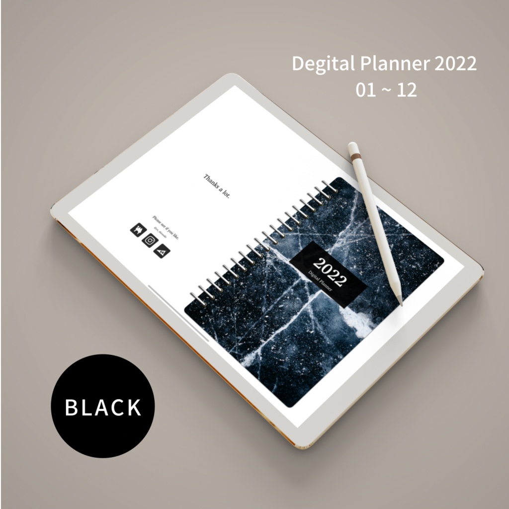 デジタルプランナー 2022年(1月〜12月)-Black-
