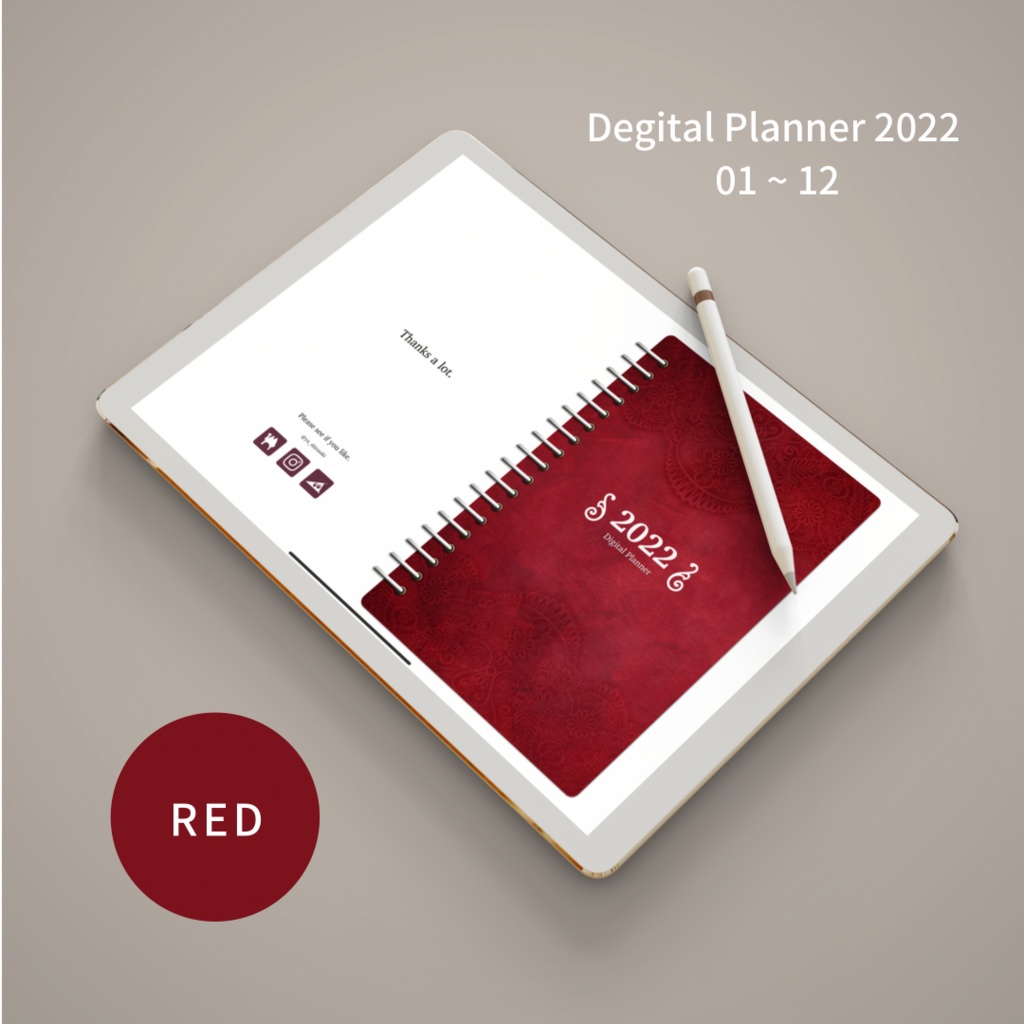 デジタルプランナー 2022年(1月〜12月)-Red-