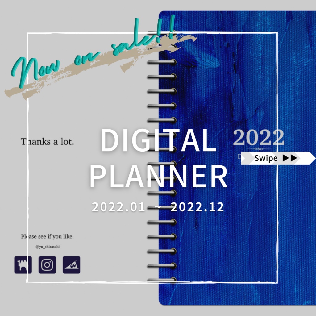 デジタルプランナー 2022年(1月〜12月)-Blue-