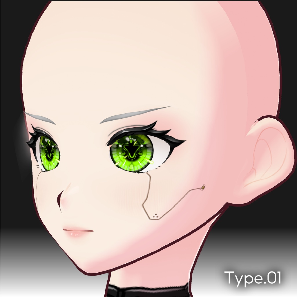 【VRoid】サイボーグフェイステクスチャ No.01