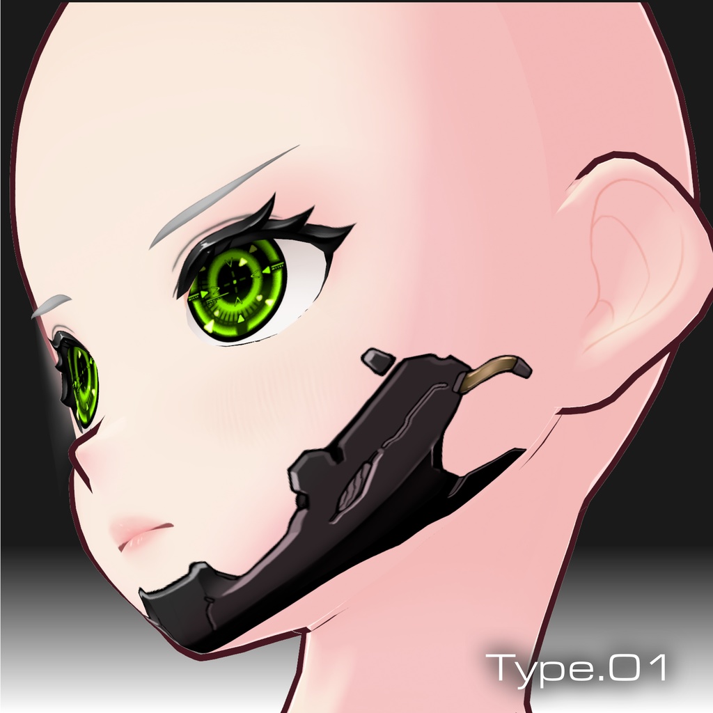 【VRoid】サイボーグフェイステクスチャ No.02