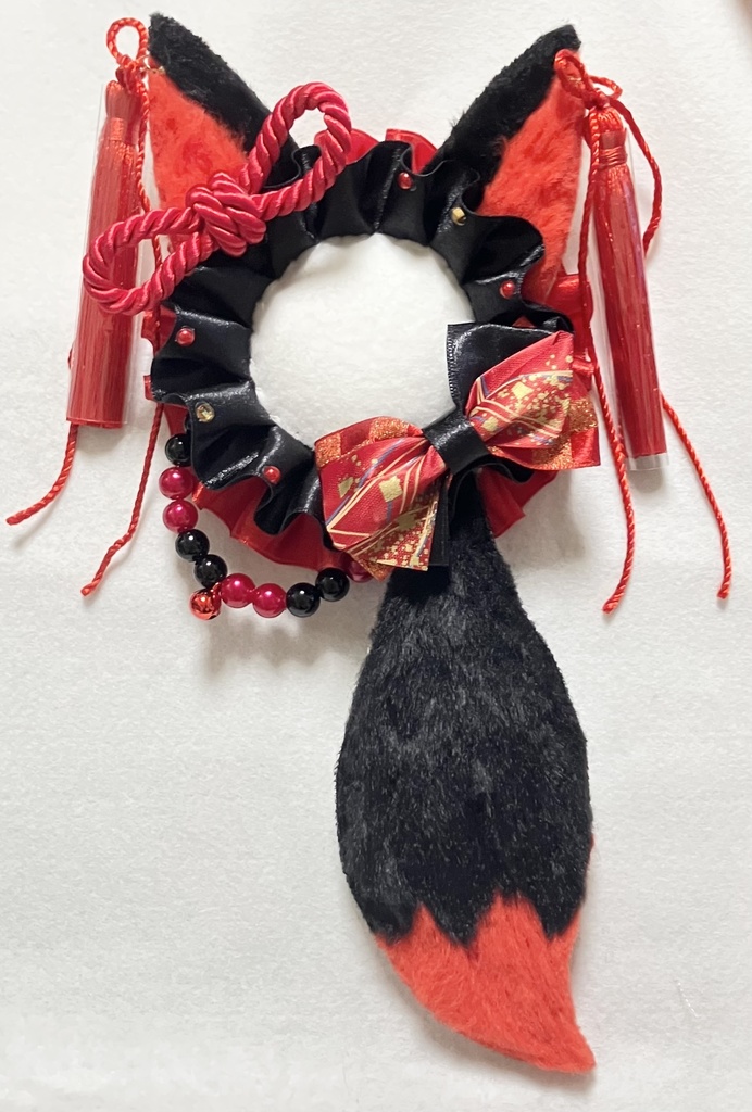 ロゼット 痛ロゼット ケモ耳 黒×赤