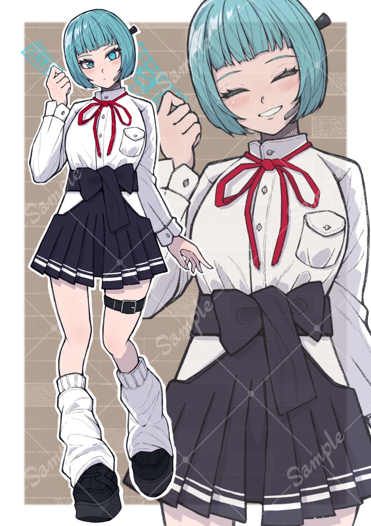 立ち絵素材_No1【和風サイバーパンク女子高生】