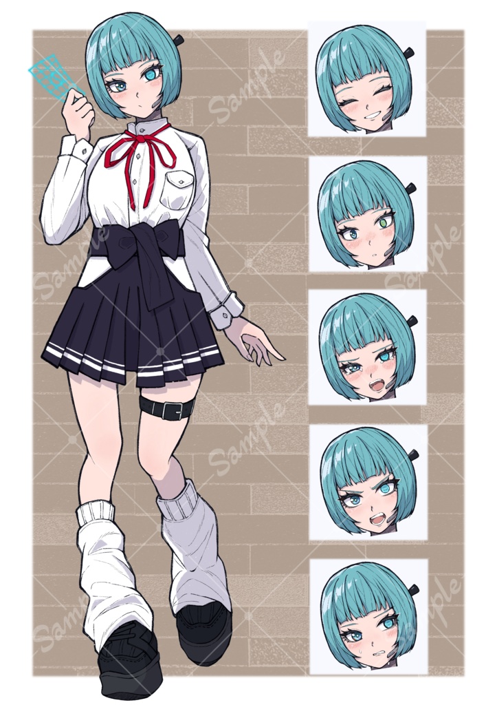 立ち絵素材_No1【和風サイバーパンク女子高生】