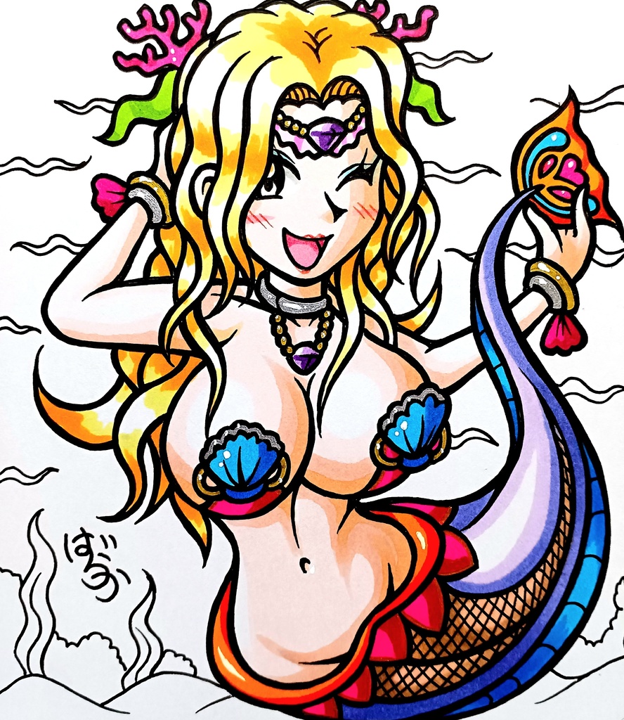 ミニ色紙「人魚のお姉さん」