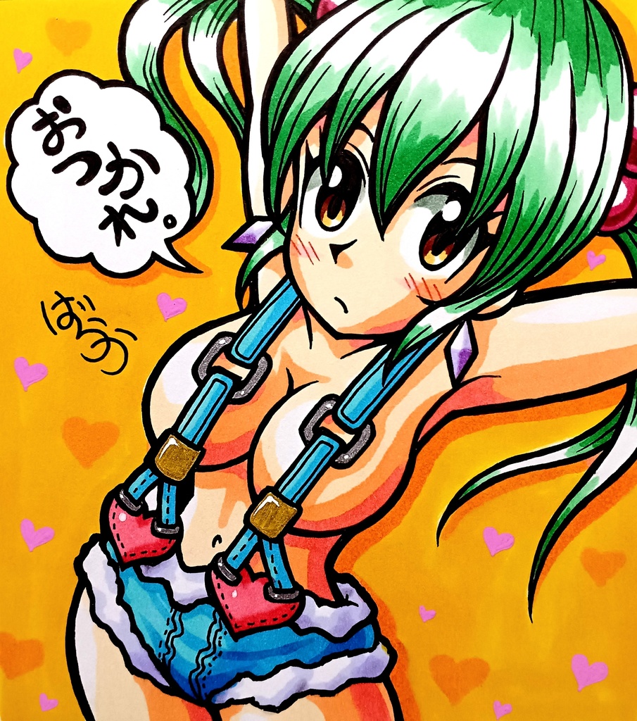 ミニ色紙「ツインテールの女の子」