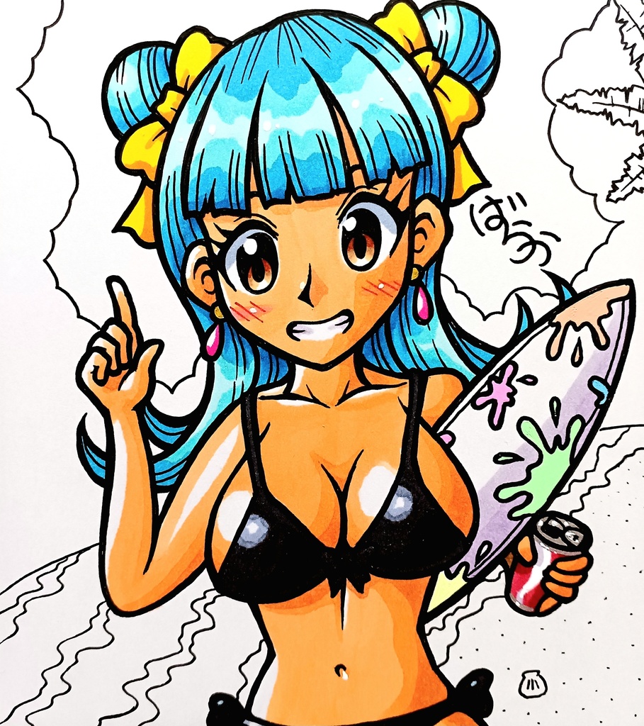 ★今月買えてない人限定！！ミニ色紙「サーフィンのお姉さん」