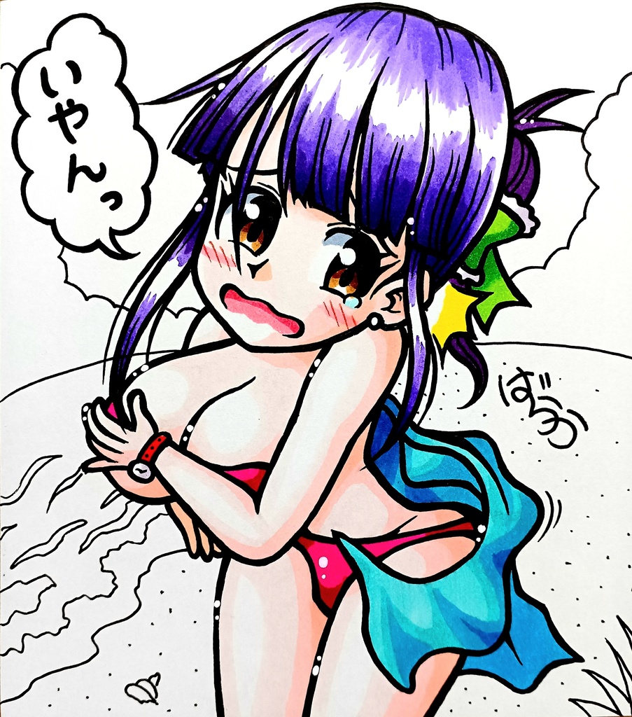 ミニ色紙「はだけたお姉さん」