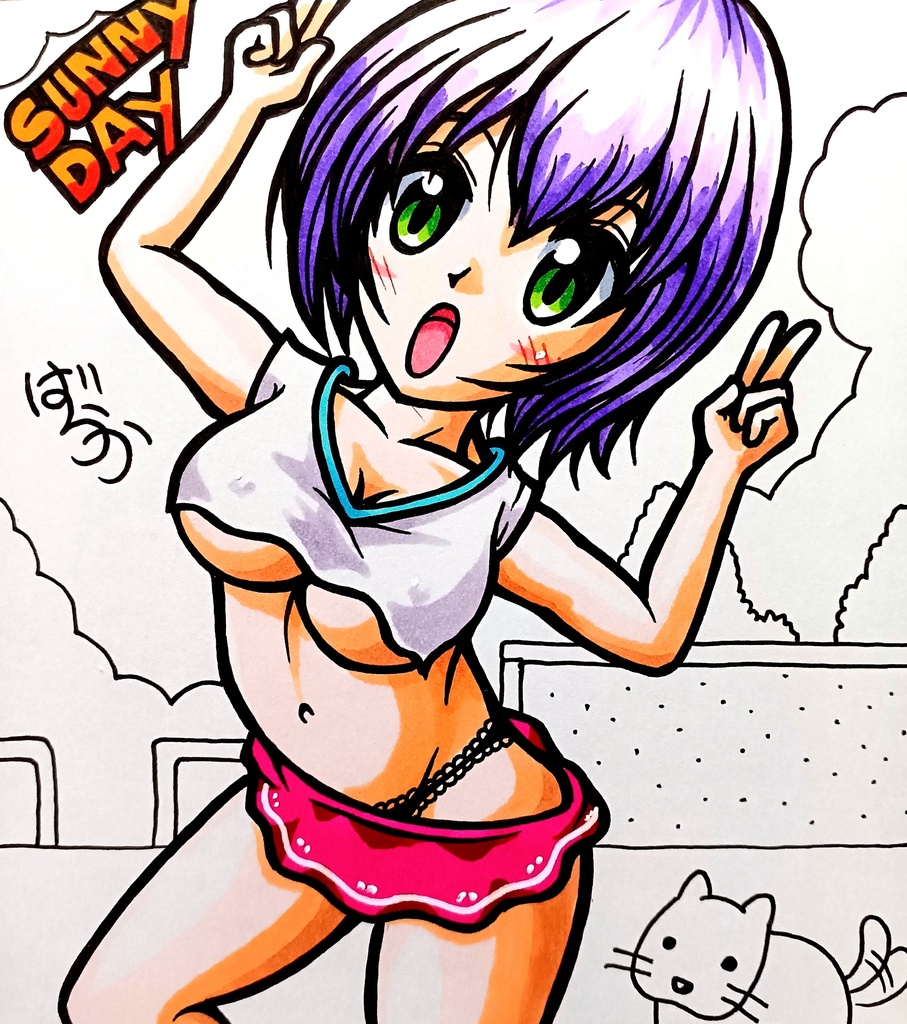 ミニ色紙「公園のお姉さん」