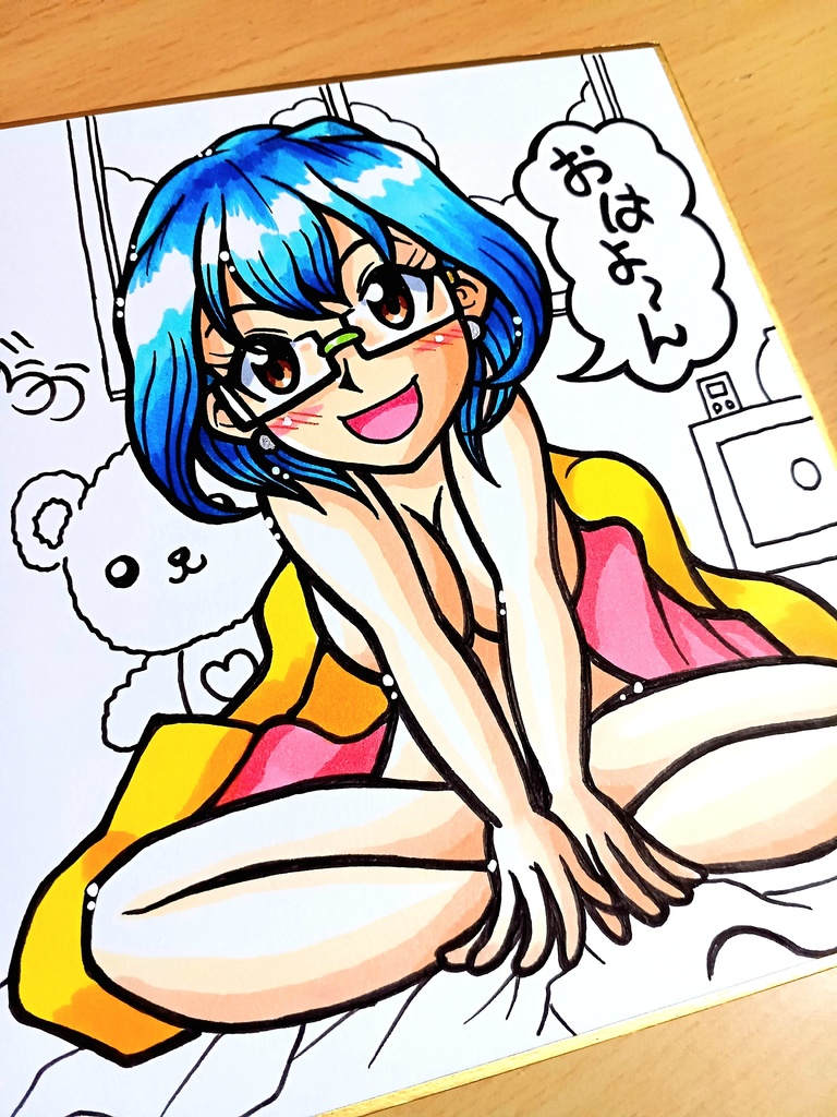 ミニ色紙「起きたお姉さん」