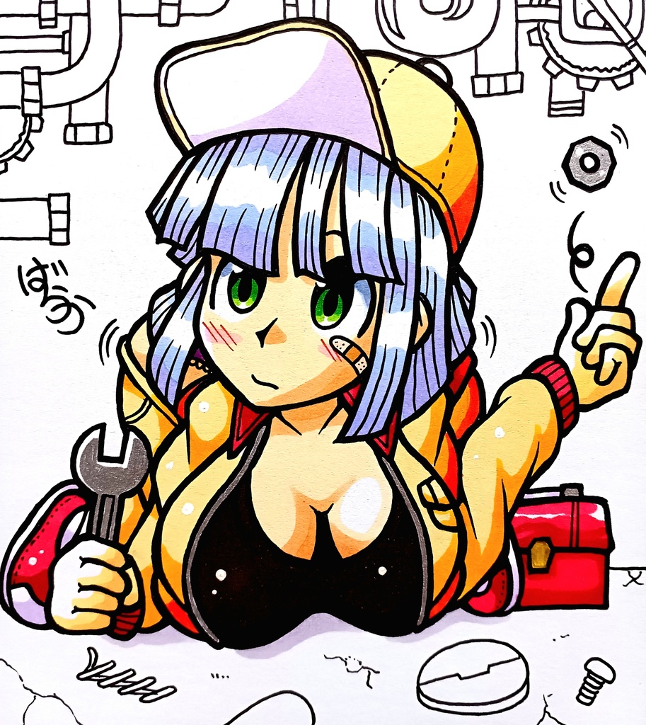 【今月ミニ色紙買えてない人限定】ミニ色紙「メカニックのお姉さん」