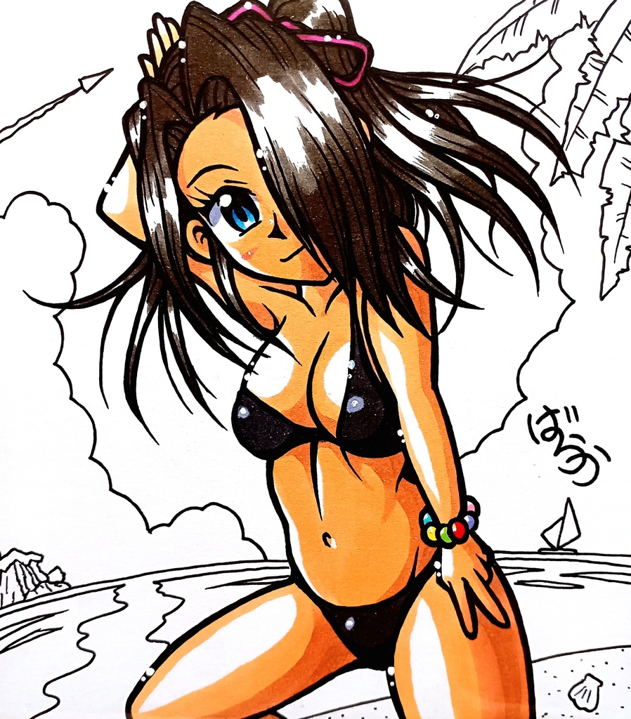 【今月ミニ色紙買えてない人限定】ミニ色紙「黒ビキニのお姉さん」