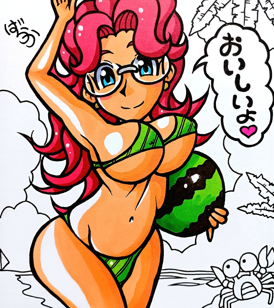 ミニ色紙「スイカのお姉さん」