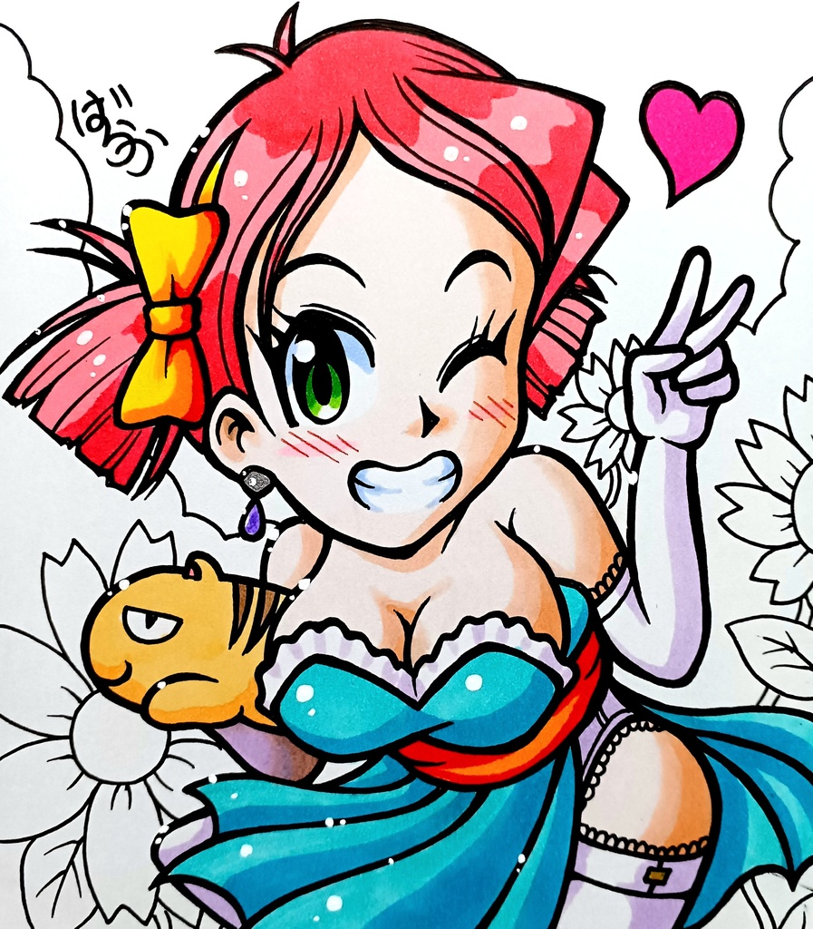 ミニ色紙「ドレスのお姉さん」