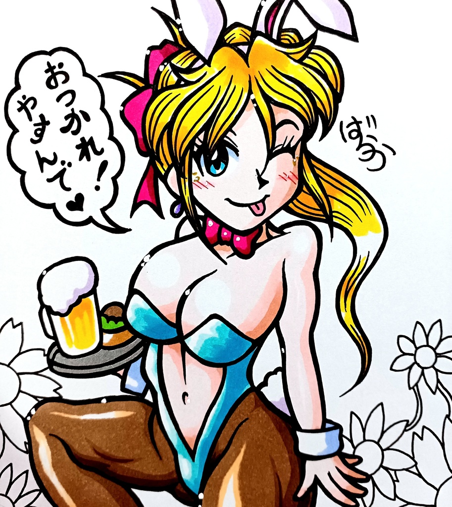 ミニ色紙「金髪のバニーガールさん」