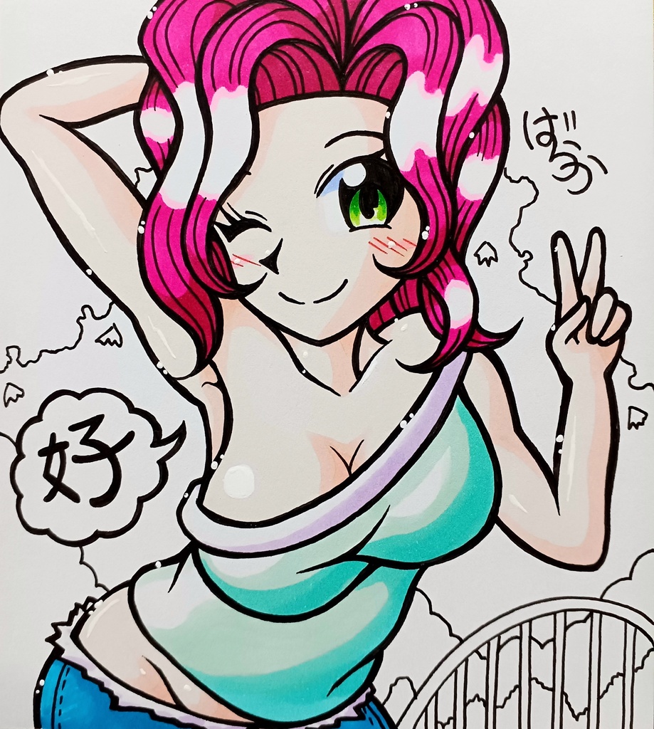 ミニ色紙「ラフスタイルなお姉さん」