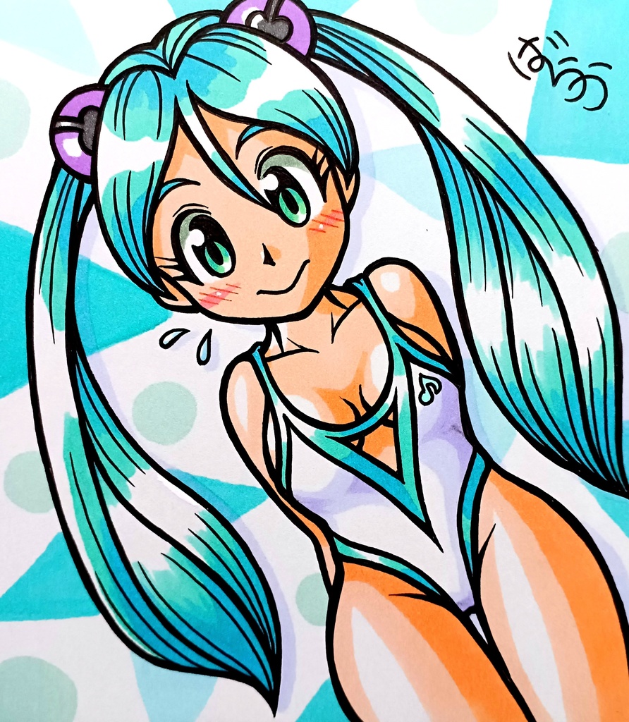 今月初めてミニ色紙を買う人限定　ミニ色紙「水着でツインテールのお姉さん」