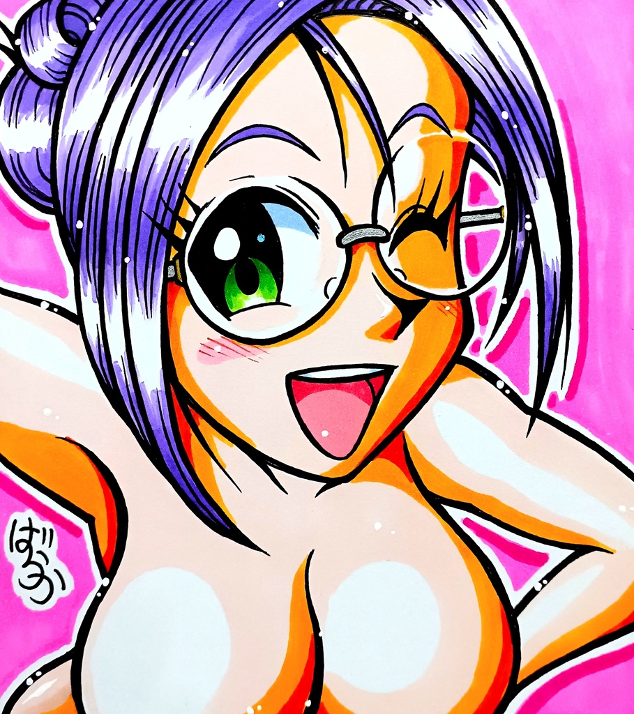 ミニ色紙「めがねのお姉さん」