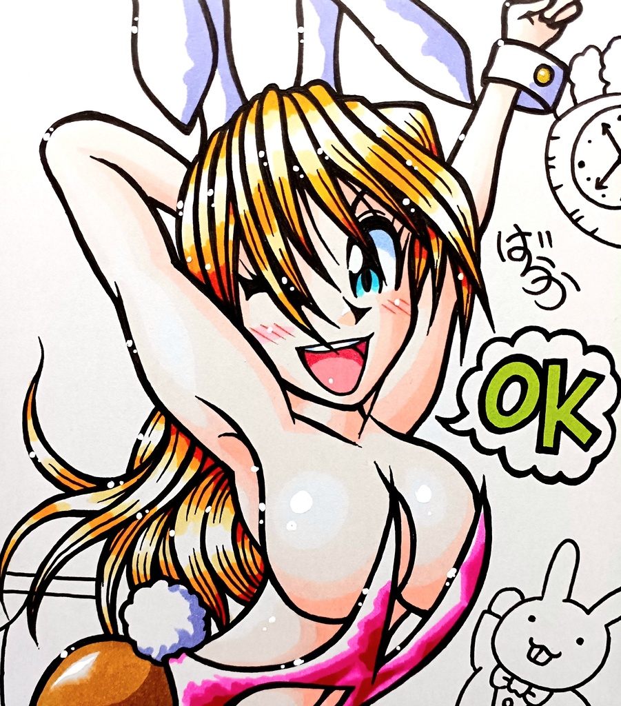 ミニ色紙「金髪バニーガールさん」