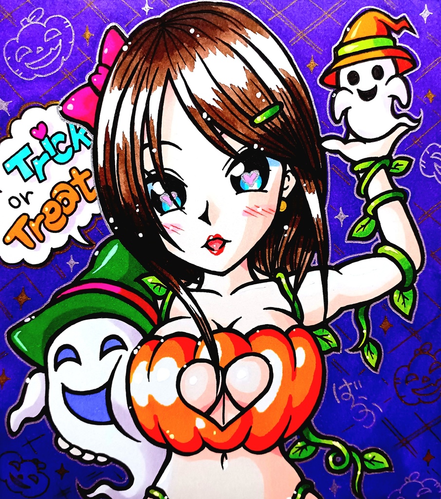 ハロウィンスペシャルミニ色紙「ハロウィンビキニのお姉さん」