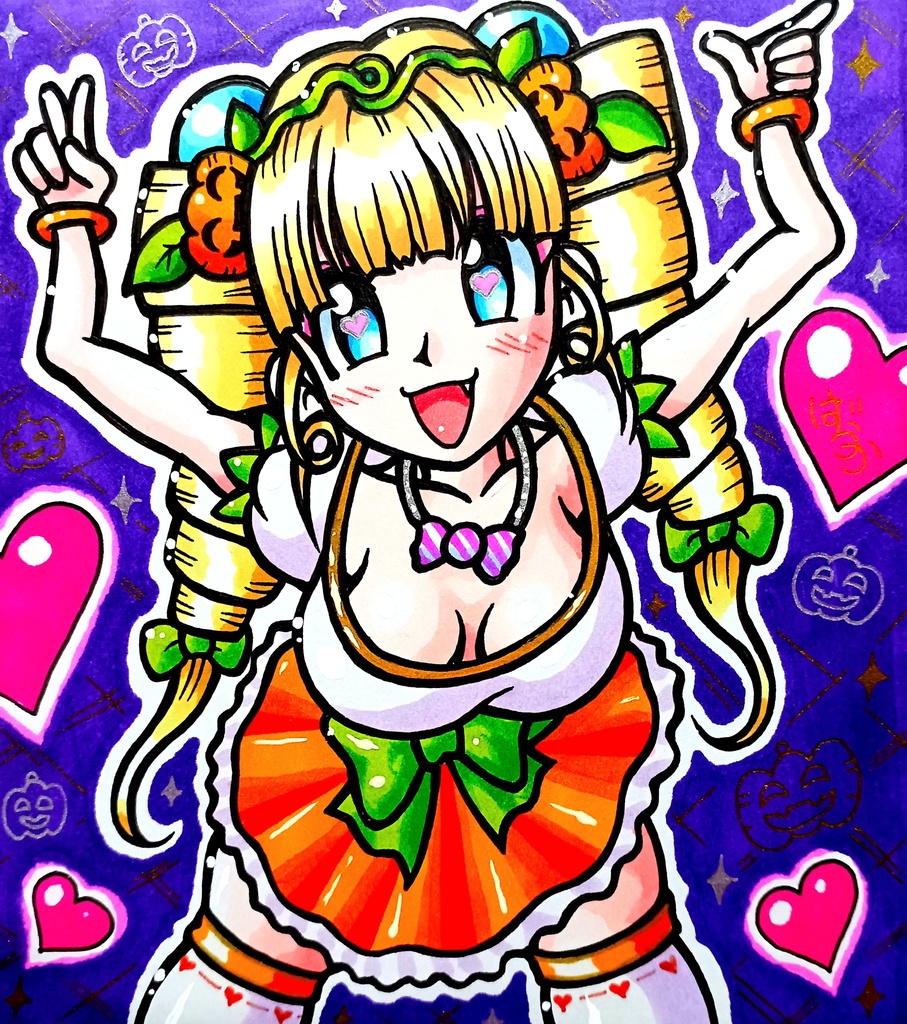 ハロウィンスペシャルミニ色紙「ハロウィンドレスのお姉さん」