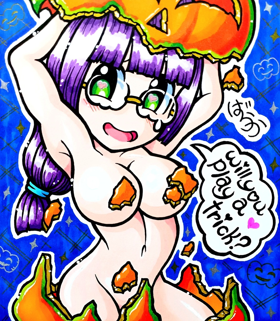 ハロウィンスペシャルミニ色紙「ハロウィンめがねのお姉さん」