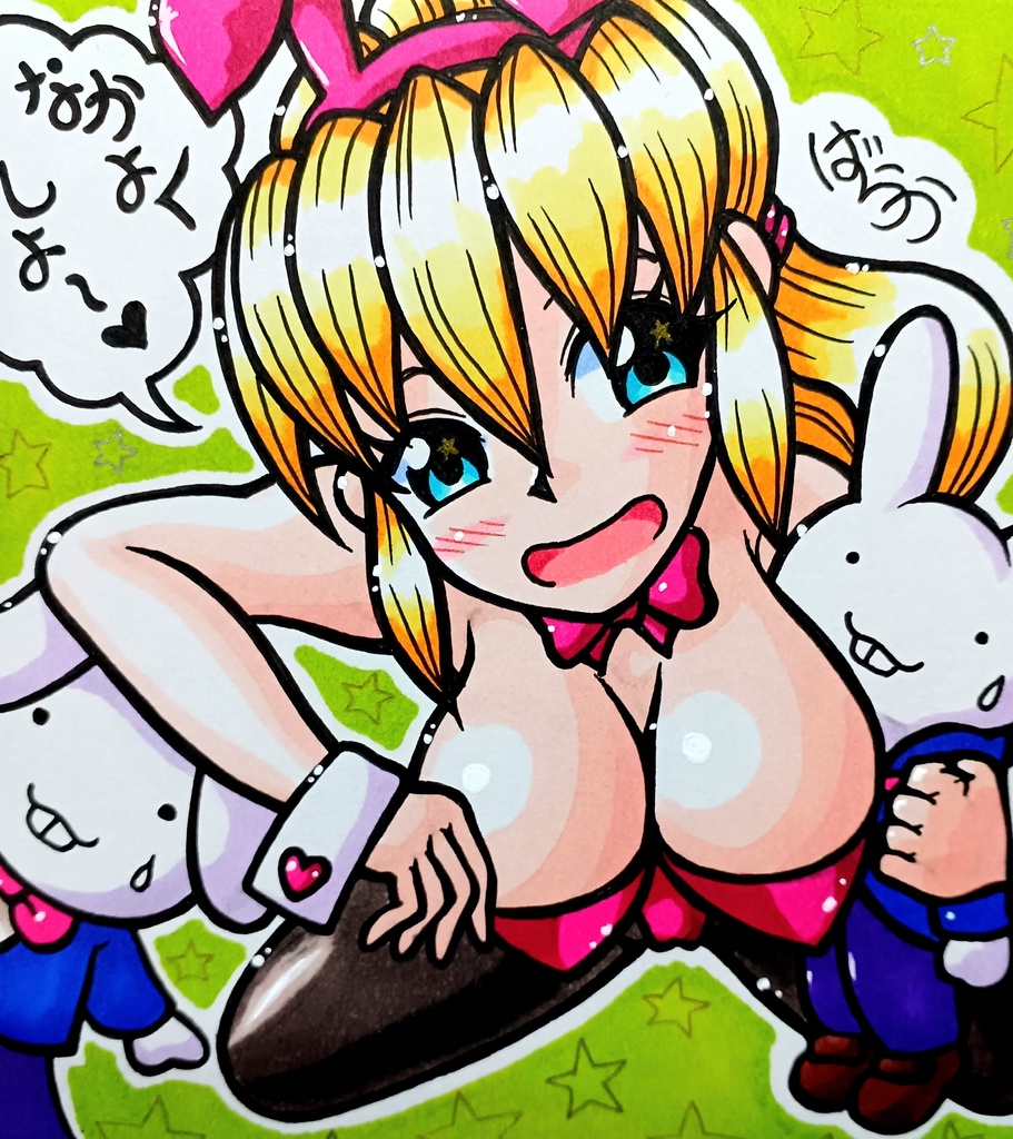 ミニ色紙「金髪のバニーガールさん」