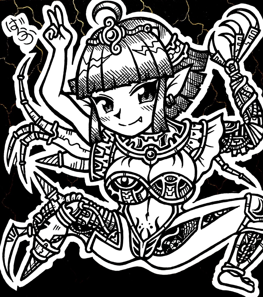 ミニ色紙「メカニカルお姉さん」