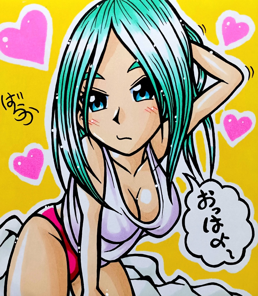 ブラックフライデーミニ色紙※本日まで1000円引き「寝起きのお姉さん」